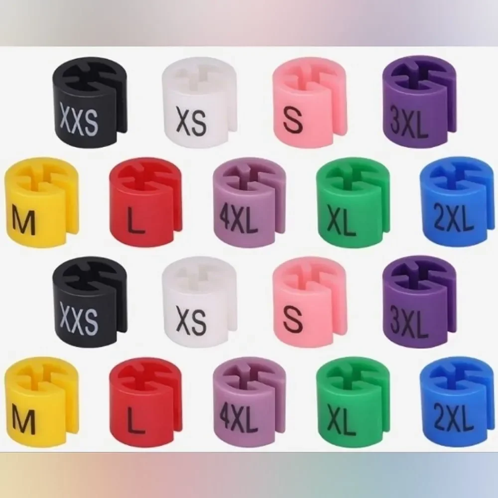 🔸️Multicolored Plastic Clothing Clip On Hanger Size Tags